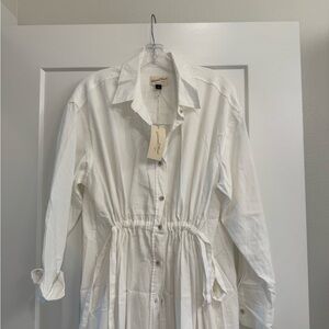 Target White Button-Front Drawstring Waist Shirtdress